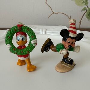 1988 Disney Applause Mickey Mouse and Donald Duck Christmas Figurines - Vintage